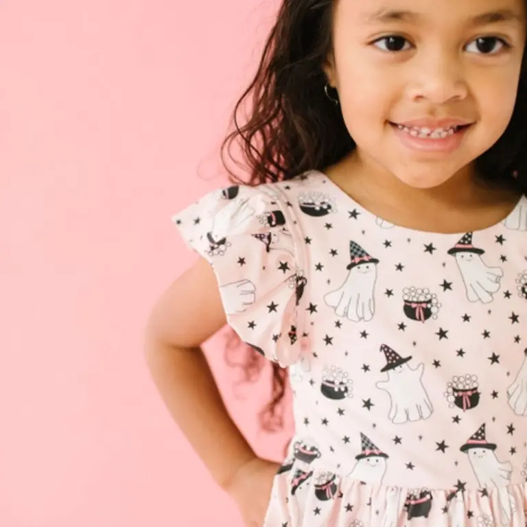 Ollie Jay Puff Dress in Pink Cauldron