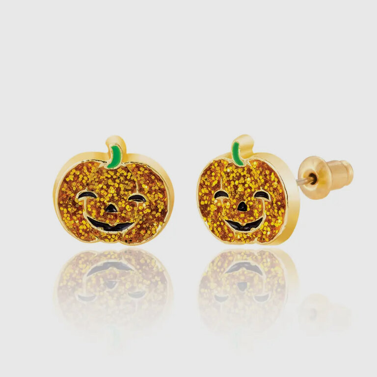 Girl Nation Halloween Glitter Pumpkin Earrings