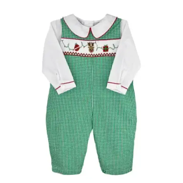 Petit Ami Christmas Reindeer Smocked Longall