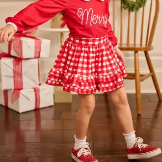 Sugar Bee Annie Ruffle Skirt Red Gingham