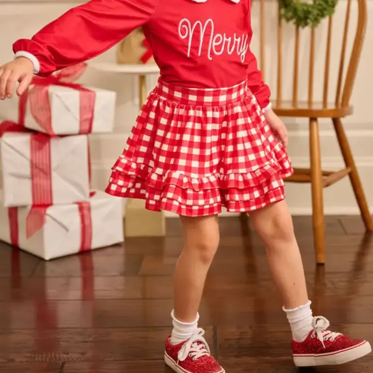 Sugar Bee Annie Ruffle Skirt Red Gingham