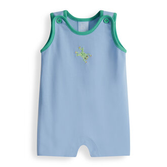 Bella Bliss Embroidered Romper Blue with Frog
