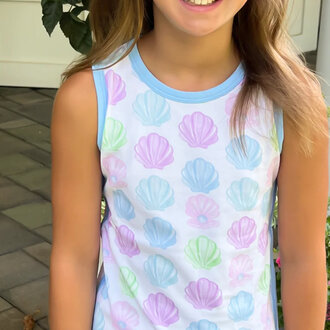 James And Lottie Tank Lounge Set Sea Shells Knit Print