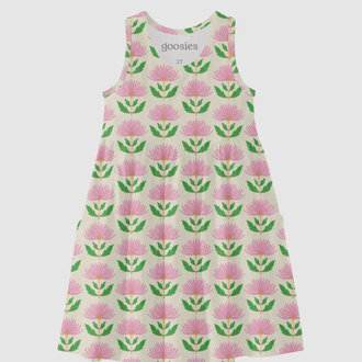 Goosies Pink Block Print Flowers Sleeveless Dress
