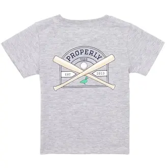 Properly Tied Baseball Shield Tee- Heather Grey