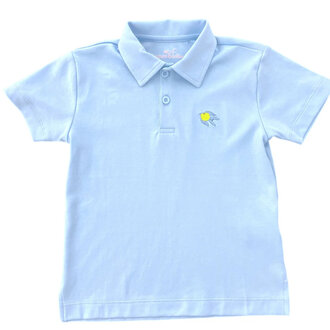 James And Lottie OFishally Summer Light Blue Polo with Fish Emb