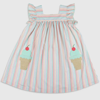Shrimp and Grits Kids Ice Cream Cone Pocket Dress