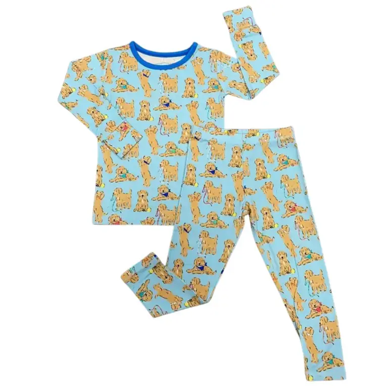 Macaron & Me Blue Goldens Pajama Set
