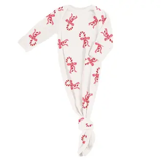 Stephan Baby Knotted Gown - Candy Canes 0-3m