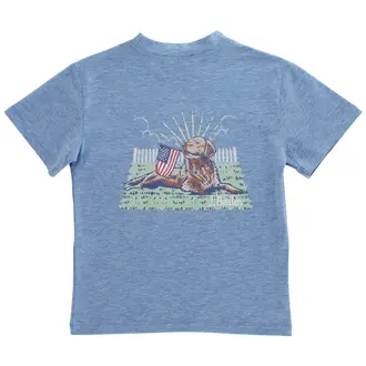 Bailey Boys Golden Retriever Logo Tee- Heathered Blue