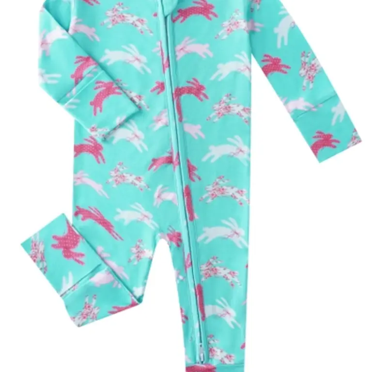 Charlies Project Kids Little Flower Rabbit Convertible Zippy Romper