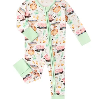 Charlies Project Kids Little Yellow Sheep Bamboo Convertible Zippy Romper