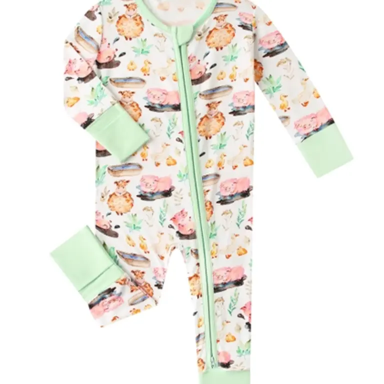 Charlies Project Kids Little Yellow Sheep Bamboo Convertible Zippy Romper