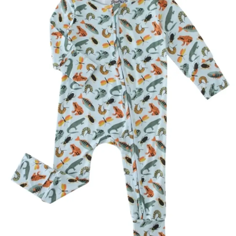 Charlies Project Kids Lizards & Bugs Bamboo Convertible Zippy Romper