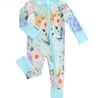 Charlies Project Kids Hydrangea Garden Bamboo Convertible Zippy Romper