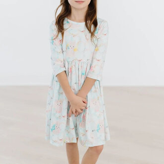 Mila & Rose Bunny Dreams 3/4 Sleeve Twirl Dress