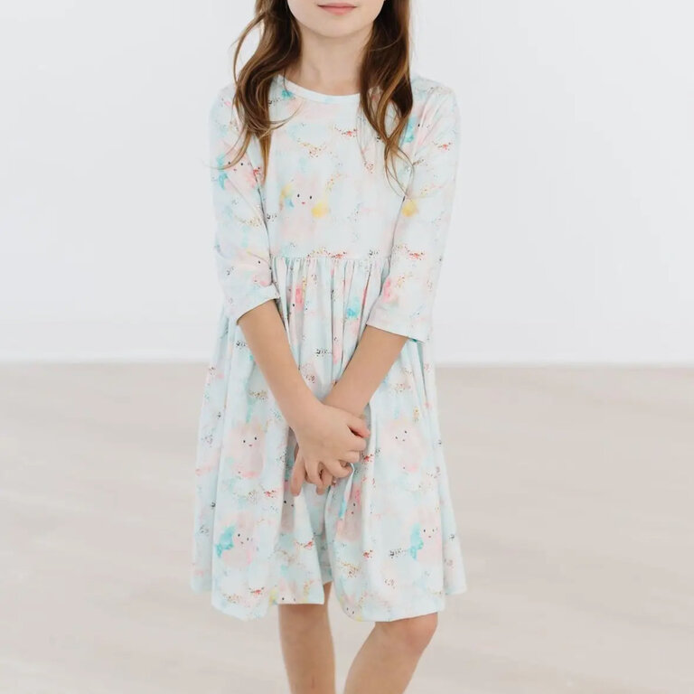 Mila & Rose Bunny Dreams 3/4 Sleeve Twirl Dress