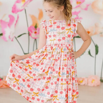 Mila & Rose Retro Picnic Flutter Sleeve Dress