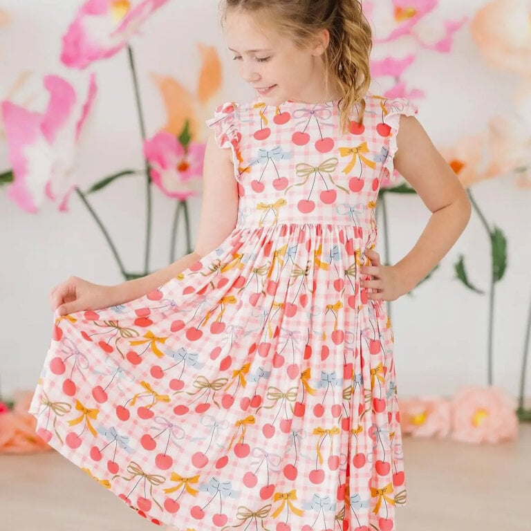 Mila & Rose Retro Picnic Flutter Sleeve Dress