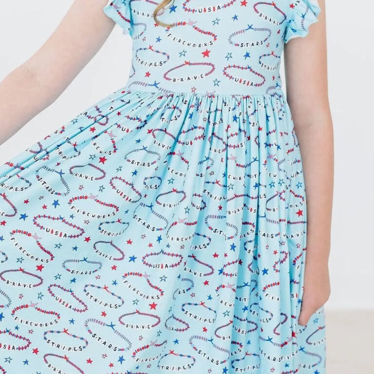 Mila & Rose Miss Americana Flutter Sleeve Twirl Dress