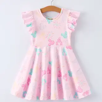 Rylee Faith Designs Pink Disney Theme Park Twirl Dress