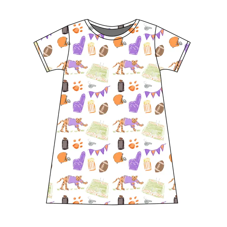 Three Little Ducks Charlotte Play Dress- Game Day Tiger Paws