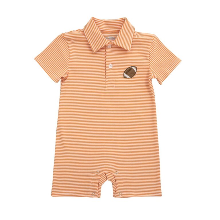 itsy bitsy Football Polo Romper- Orange