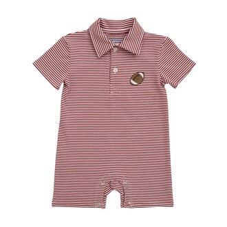 itsy bitsy Football Polo Romper- Garnet