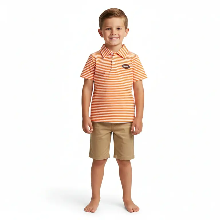 NTRL Co. Gameday Polo Orange and White