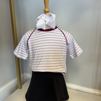 DBA Blended Spirit Maroon Pinstripe Boxy Tee