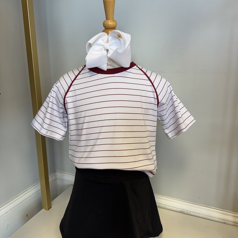 Blended Spirit Kids Maroon Pinstripe Boxy Tee