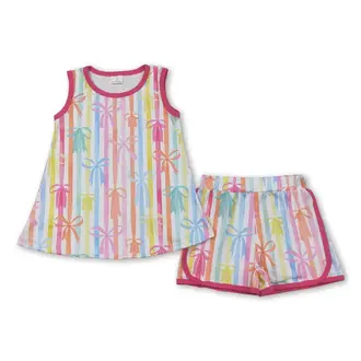 Yawoo Garments Rainbow Stripe Bow Set