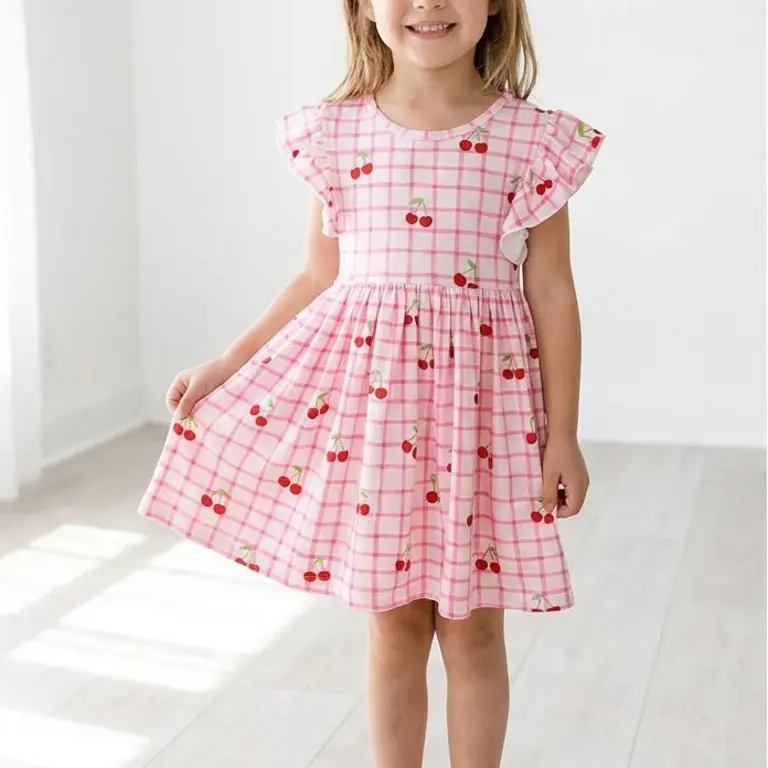 Mila & Rose Cherry Sweet Flutter Sleeve Dress
