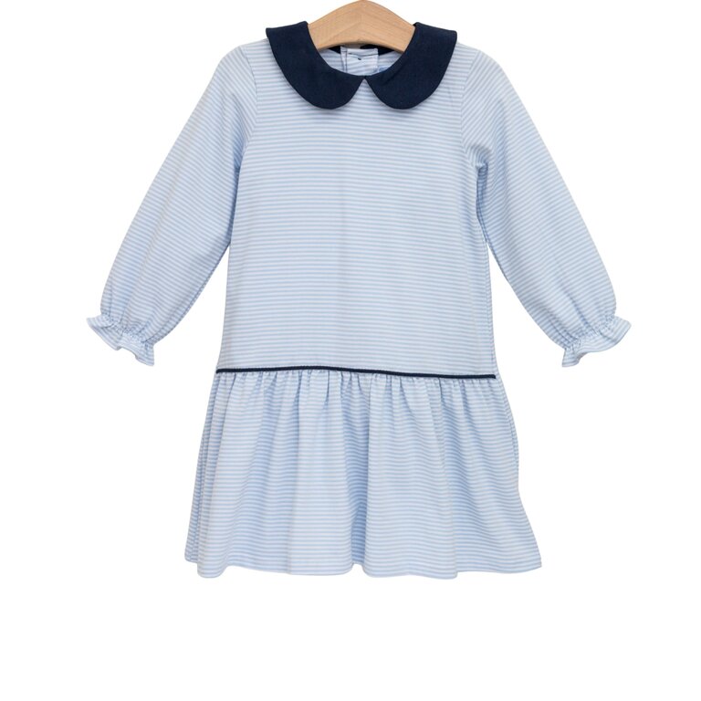 Trotter Street Kids Katherine Dress - Navy/Light Blue Stripe