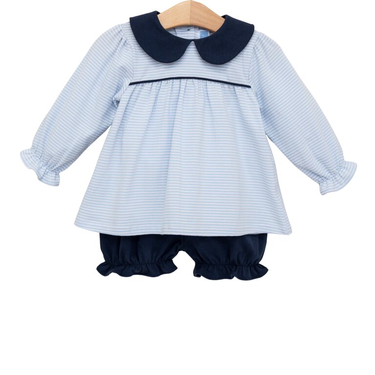 Katherine Bloomer Set - Navy/Light Blue Stripe
