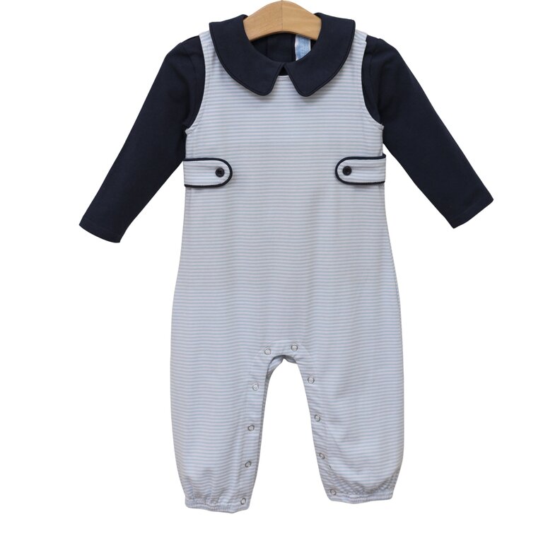 Trotter Street Kids Gabriel Striped Jon Jon w/ Navy Peter Pan Shirt