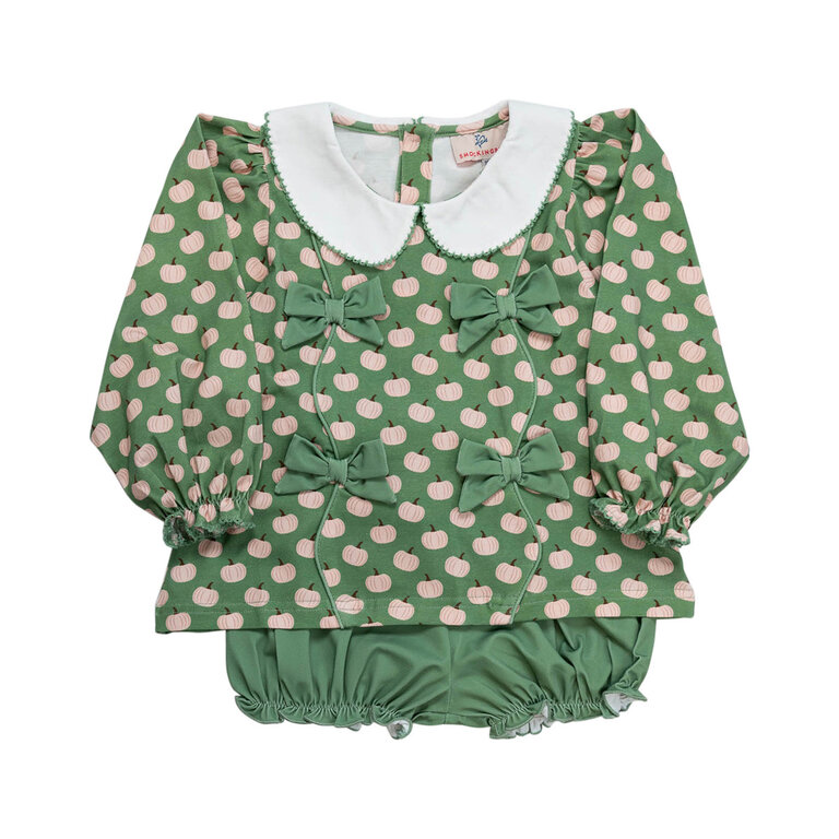 Smockingbird Sage Green Knit Pumpkin Bloomer Set