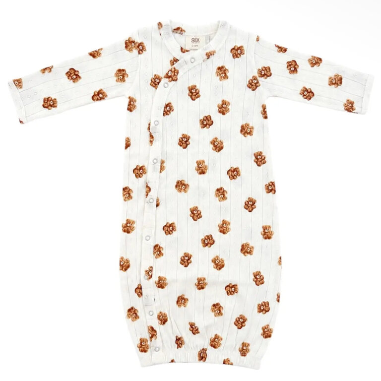 Siix Collection Teddy Bear Pointelle Gown And Hat Set 0-3m
