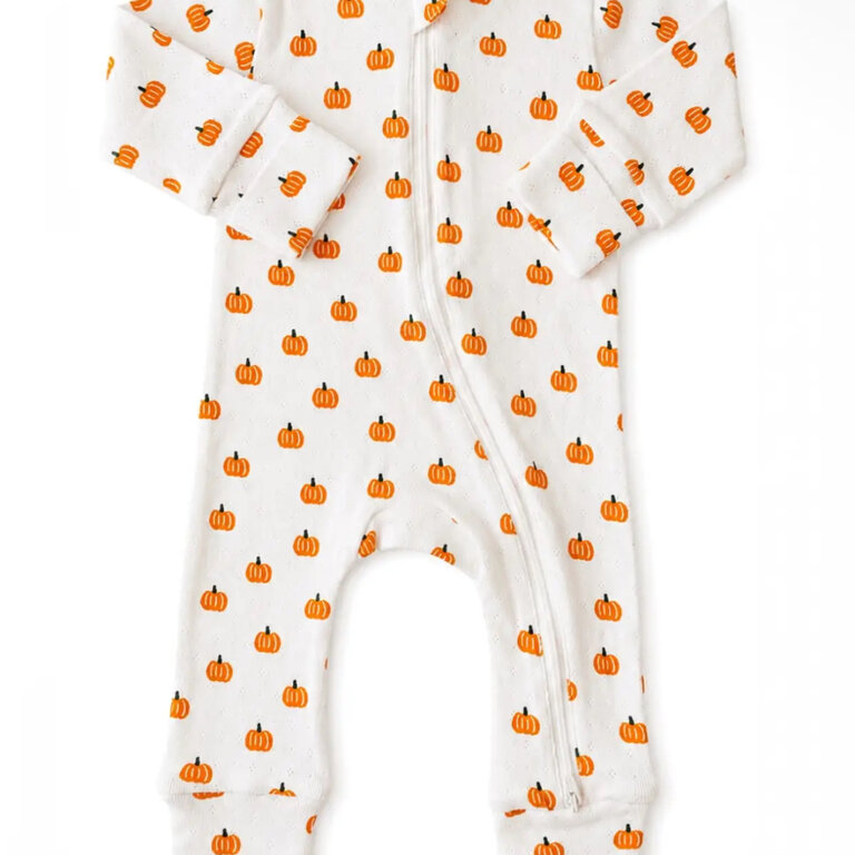 Siix Collection Pumpkin Pointelle Zip Romper