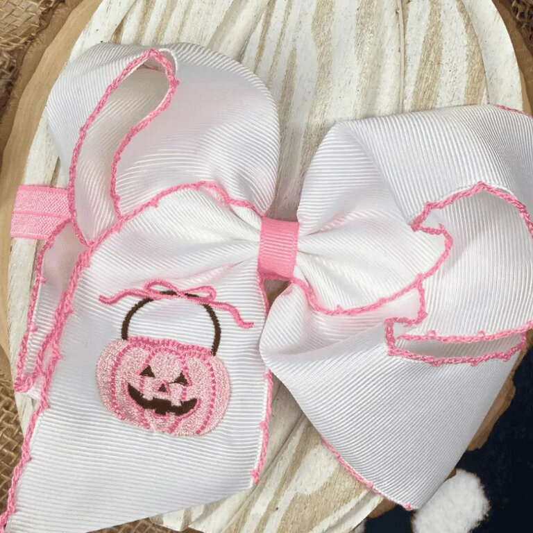 The Hair Bow Co. Pink Jack-O-Lantern Hair Bow