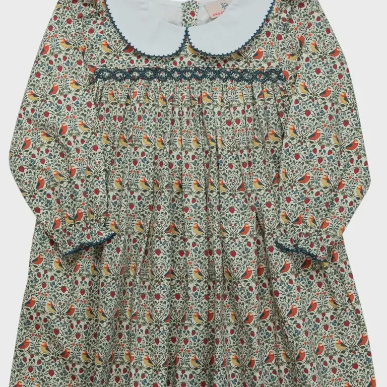 Smockingbird William Morris Bird Print Dress