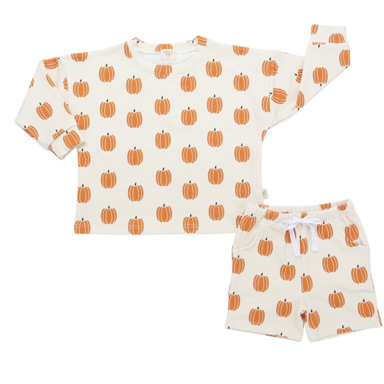 NTRL Co. Lil' Pumpkin Sweatshirt Short Set