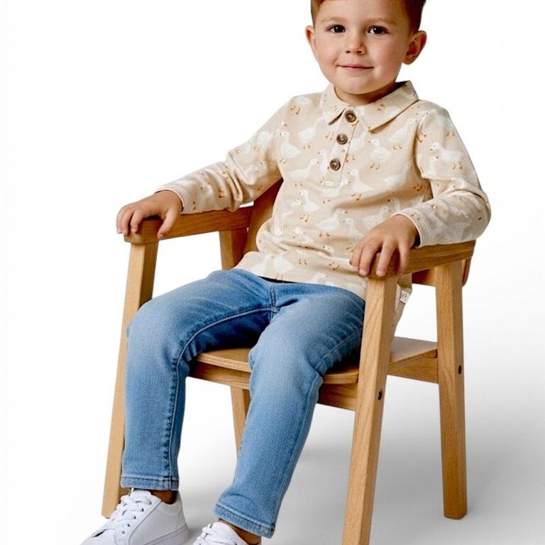 NTRL Co. Silly Goose Beige Polo