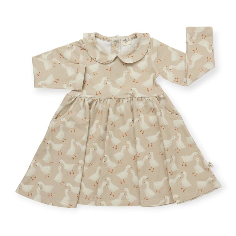 NTRL Co. Silly Goose Beige Peter Pan Collar Dress