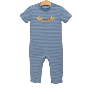 Trotter Street Kids Cobalt Blue Stripe Boy Turkey Romper