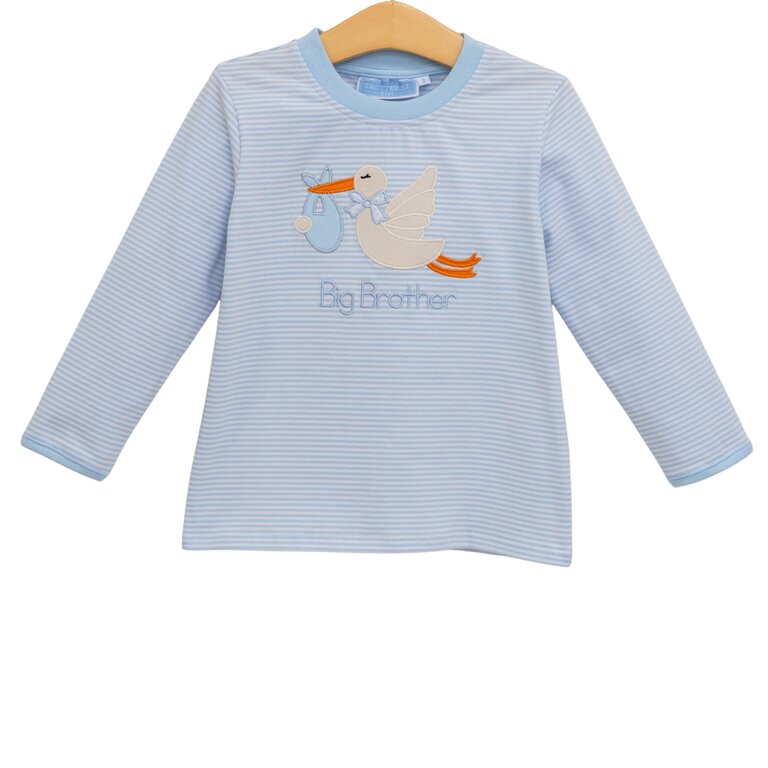 Trotter Street Kids Big Brother Stork Stripe Tee