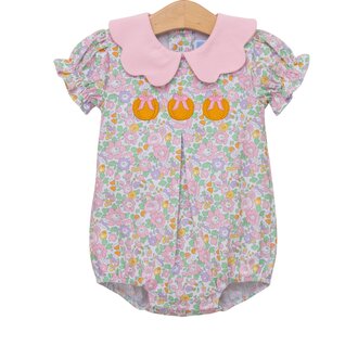 Trotter Street Kids Pumpkin Floral Collared Bubble