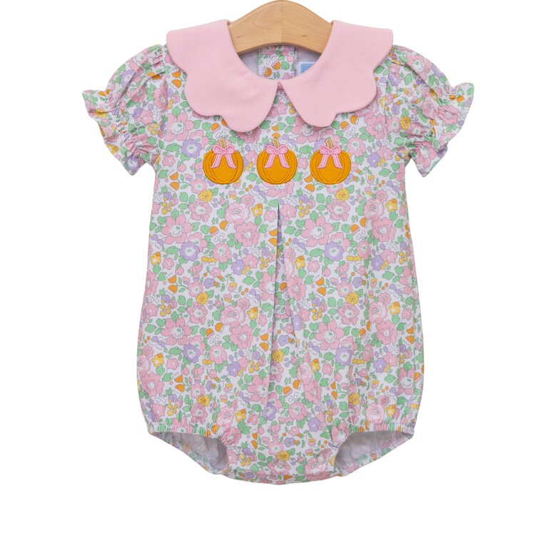 Trotter Street Kids Pumpkin Floral Collared Bubble