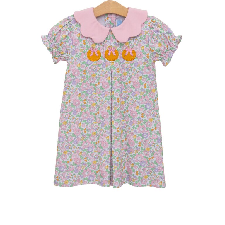 Trotter Street Kids Pumpkin Floral Collared Dress