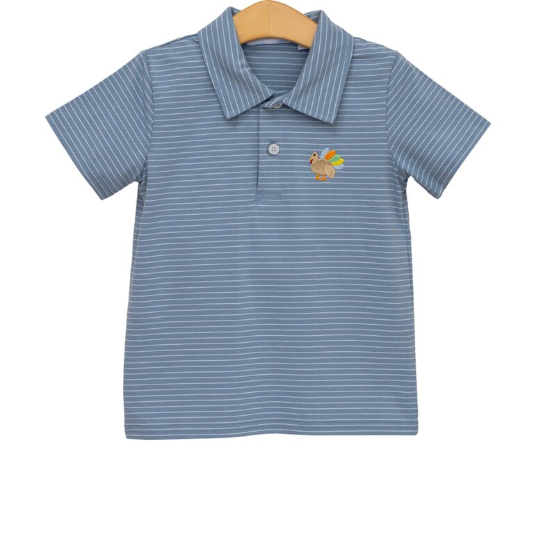 Trotter Street Kids Cobalt Blue Stripe Turkey Polo